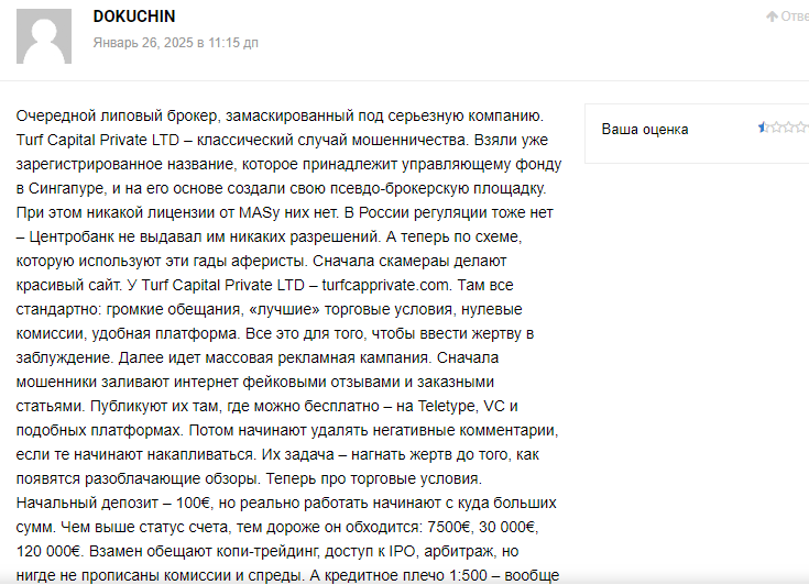 turf capital private ltd отзывы